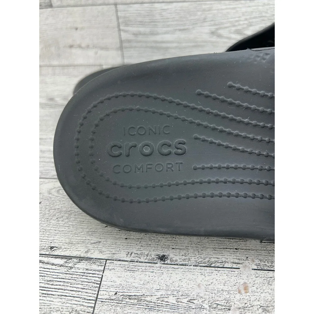 Crocs Mellow Recovery Slides Mens Size 11 Black Slip‎ On Comfort Sandals 208392
